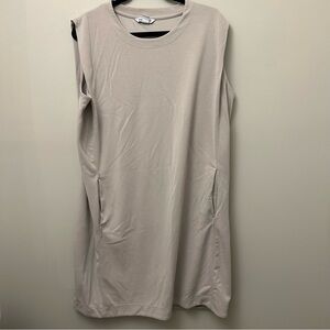 Athleta Sleeveless Scoop-Neck Dress in Light Taupe